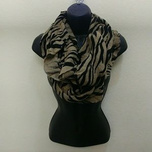 Taupe & Black Zebra Knit Infinity Scarf